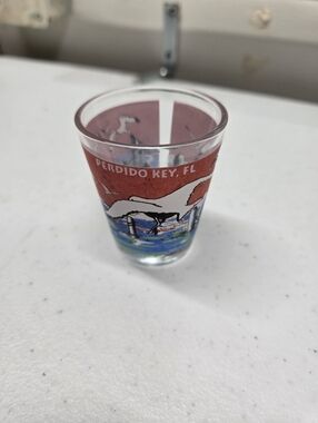 Souvenir Shot Glass Perdido Key FL Excellent Condition Unique Hard To Find Glass